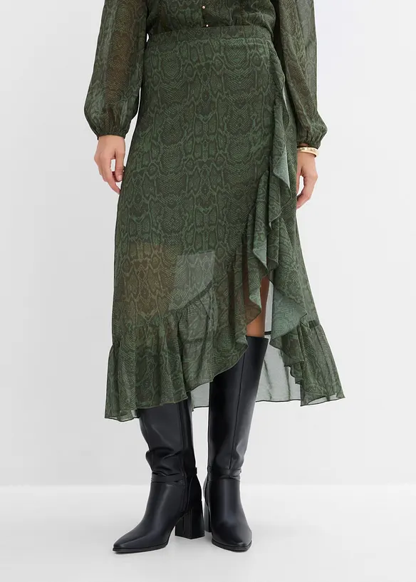 Gonna di chiffon con effetto incrociato, bonprix