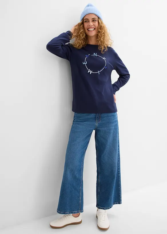 Maglia a maniche lunghe con cotone pesante, bonprix