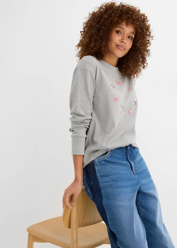 Maglia a maniche lunghe con cotone pesante, bonprix