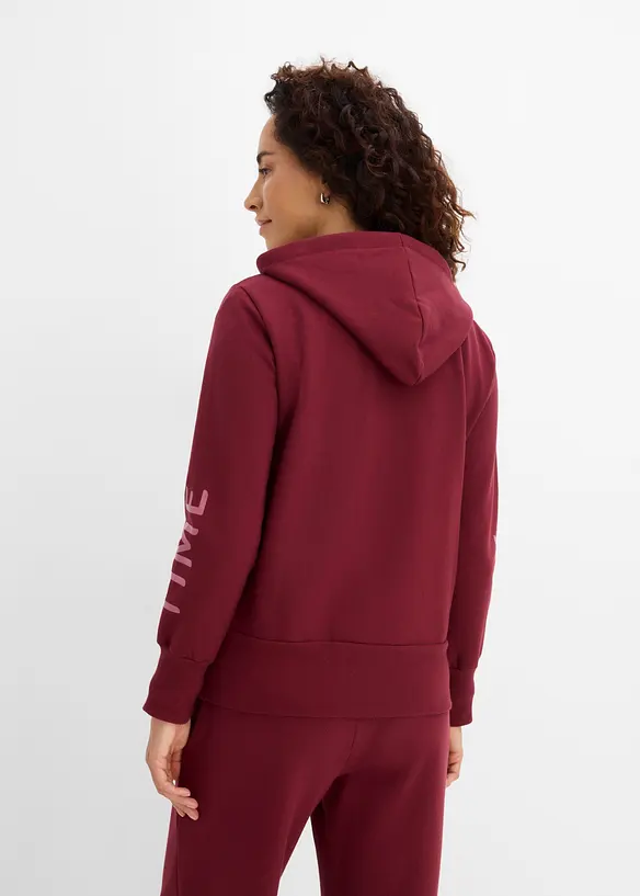 Felpa con zip e cappuccio in misto cotone biologico elasticizzato, bonprix