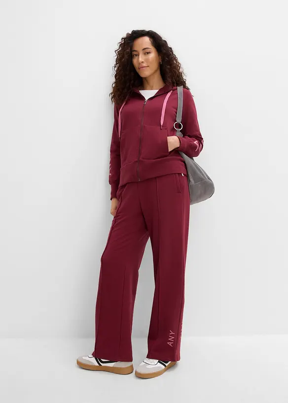 Felpa con zip e cappuccio in misto cotone biologico elasticizzato, bonprix