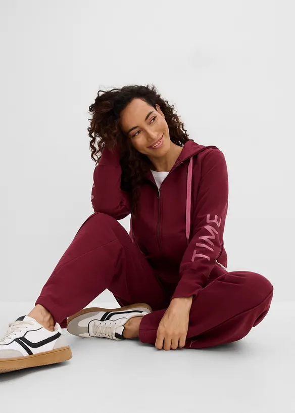 Felpa con zip e cappuccio in misto cotone biologico elasticizzato, bonprix