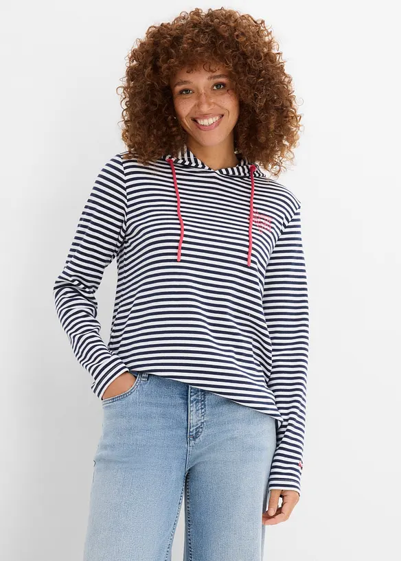 Maglia con cappuccio in interlock con cotone biologico, bonprix