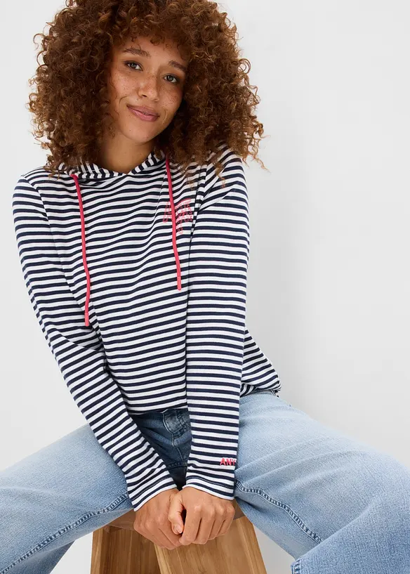 Maglia con cappuccio in interlock con cotone biologico, bonprix