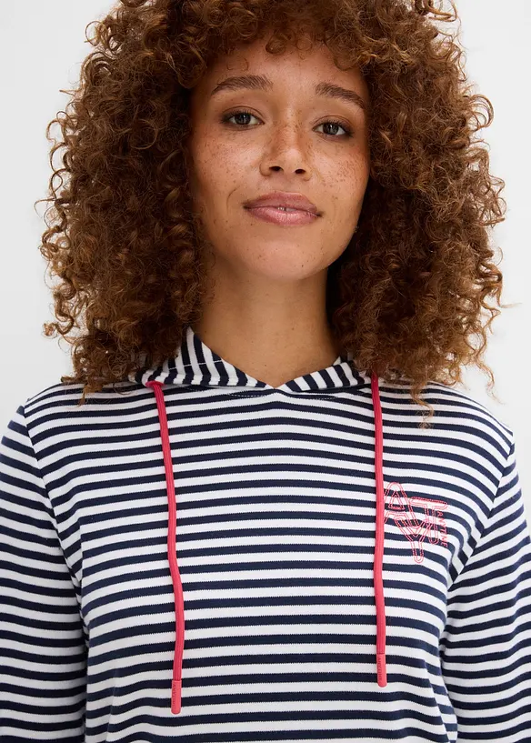 Maglia con cappuccio in interlock con cotone biologico, bonprix