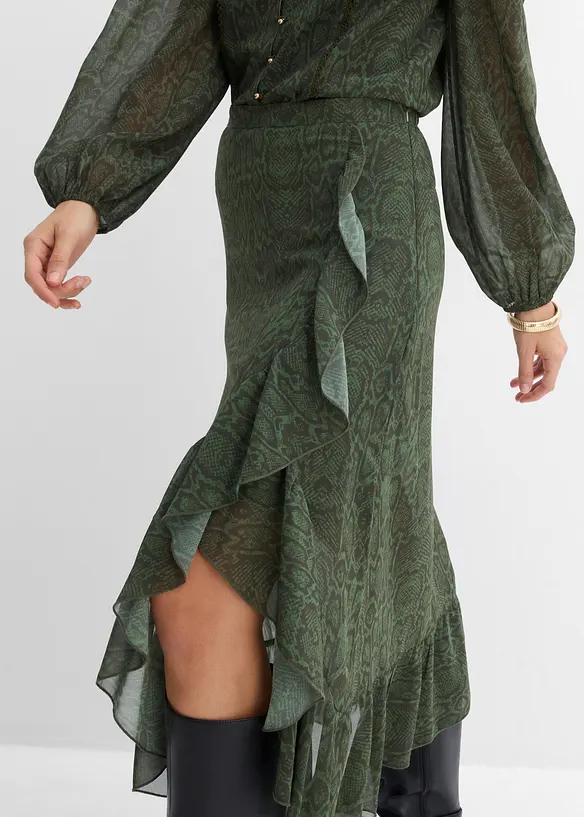 Gonna di chiffon con effetto incrociato, bonprix