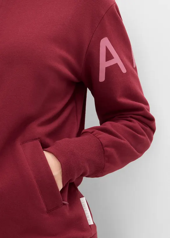 Felpa con zip in misto cotone biologico elasticizzato, bonprix