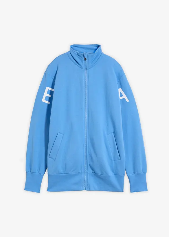 Felpa con zip in misto cotone biologico elasticizzato, bonprix