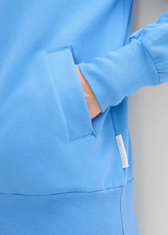 Felpa con zip in misto cotone biologico elasticizzato, bonprix