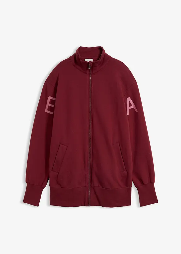 Felpa con zip in misto cotone biologico elasticizzato, bonprix
