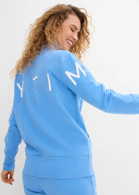 Felpa con zip in misto cotone biologico elasticizzato, bonprix