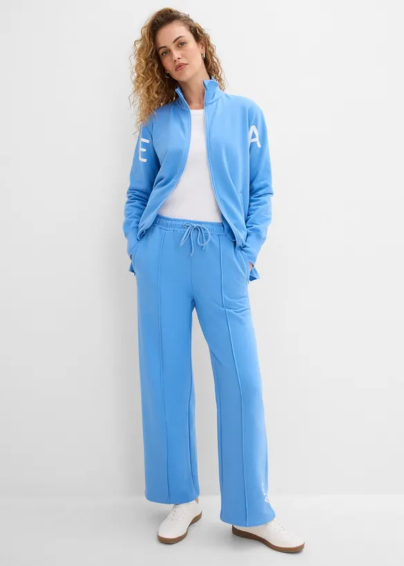 Felpa con zip in misto cotone biologico elasticizzato, bonprix