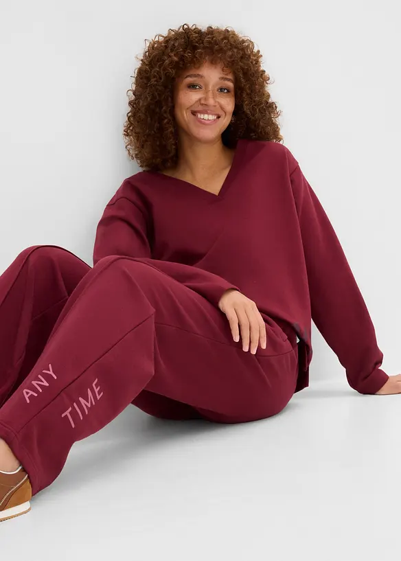 Pantaloni in felpa di misto cotone biologico elasticizzato, bonprix