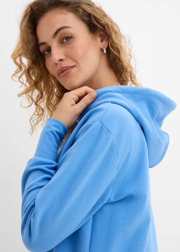 Felpa con cappuccio in misto cotone biologico elasticizzato, bonprix