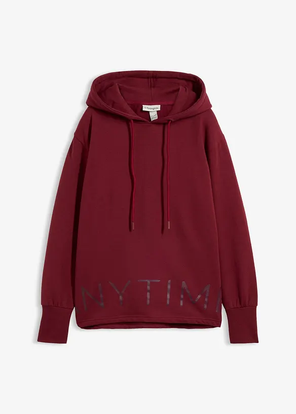 Felpa con cappuccio in misto cotone biologico elasticizzato, bonprix