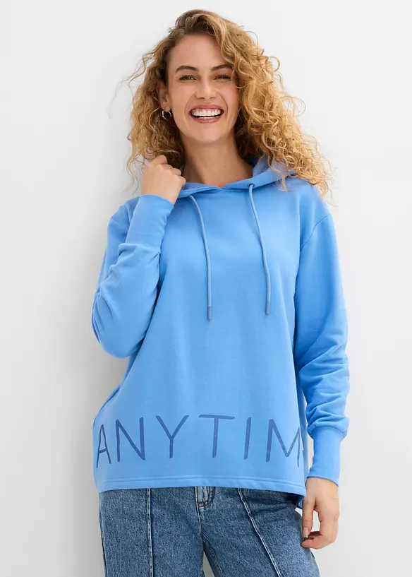 Felpa con cappuccio in misto cotone biologico elasticizzato, bonprix