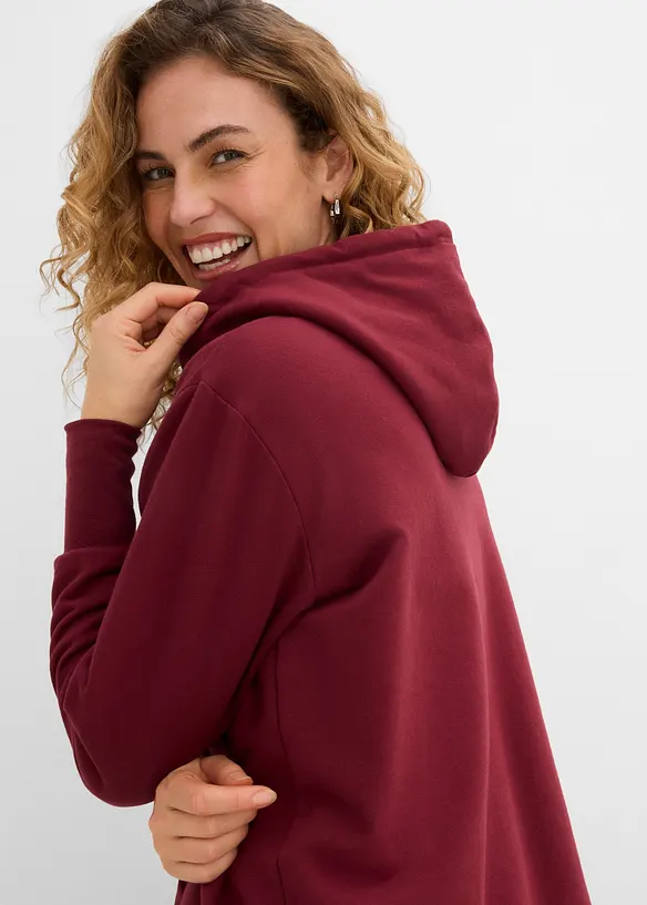 Felpa con cappuccio in misto cotone biologico elasticizzato, bonprix