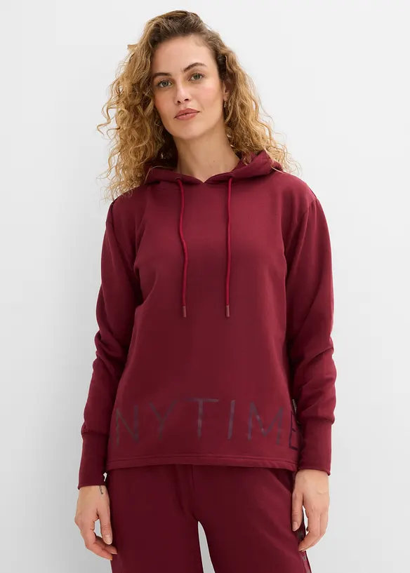 Felpa con cappuccio in misto cotone biologico elasticizzato, bonprix