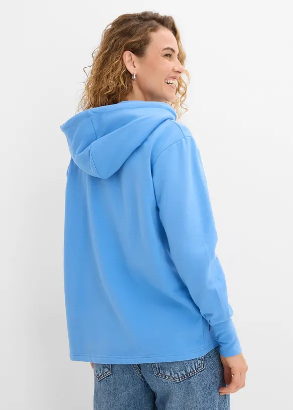 Felpa con cappuccio in misto cotone biologico elasticizzato, bonprix