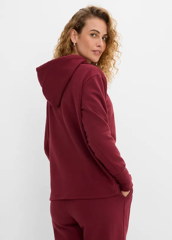Felpa con cappuccio in misto cotone biologico elasticizzato, bonprix
