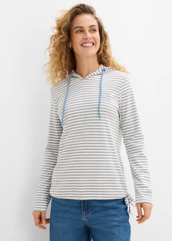 Maglia con cappuccio in interlock con cotone biologico, bonprix