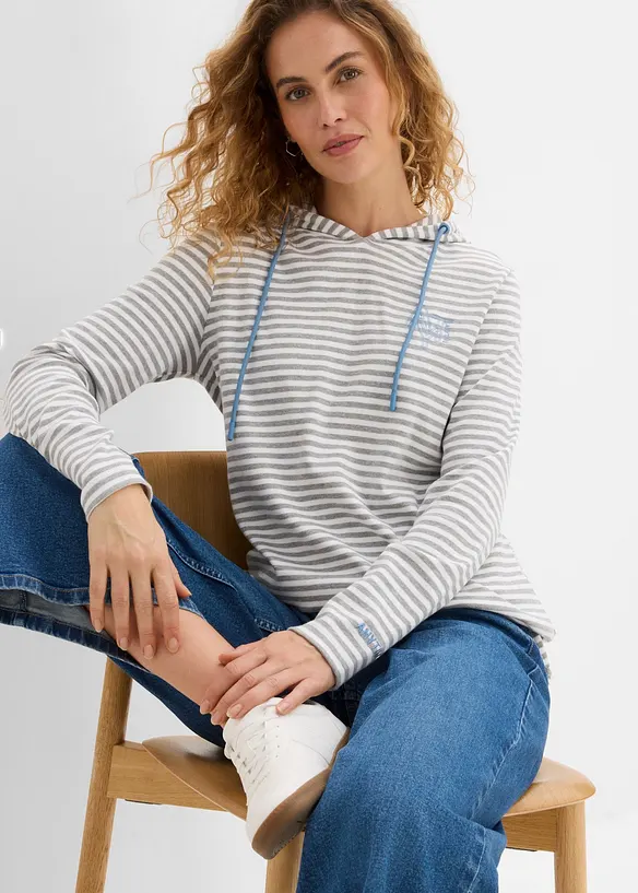 Maglia con cappuccio in interlock con cotone biologico, bonprix