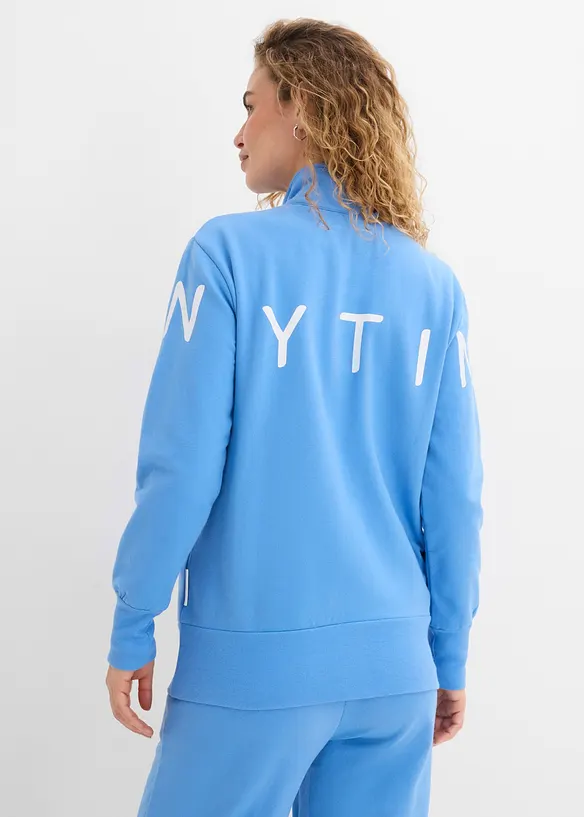 Felpa con zip in misto cotone biologico elasticizzato, bonprix