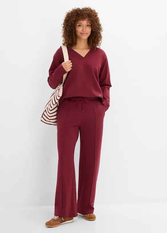 Pantaloni in felpa di misto cotone biologico elasticizzato, bonprix
