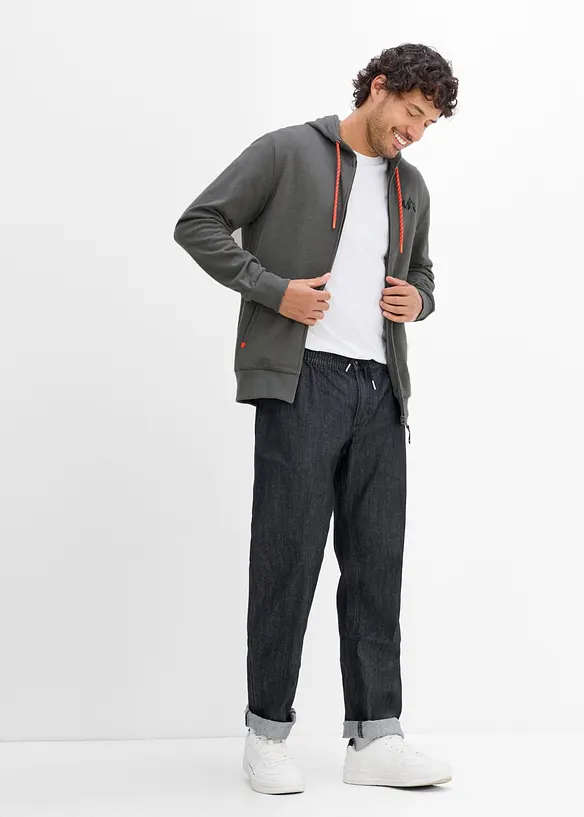 Felpa regular fit con zip e cappuccio, bonprix