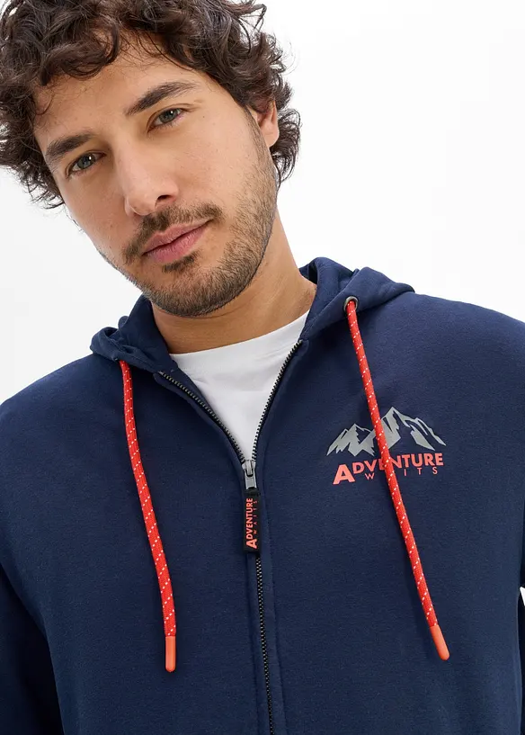 Felpa regular fit con zip e cappuccio, bonprix