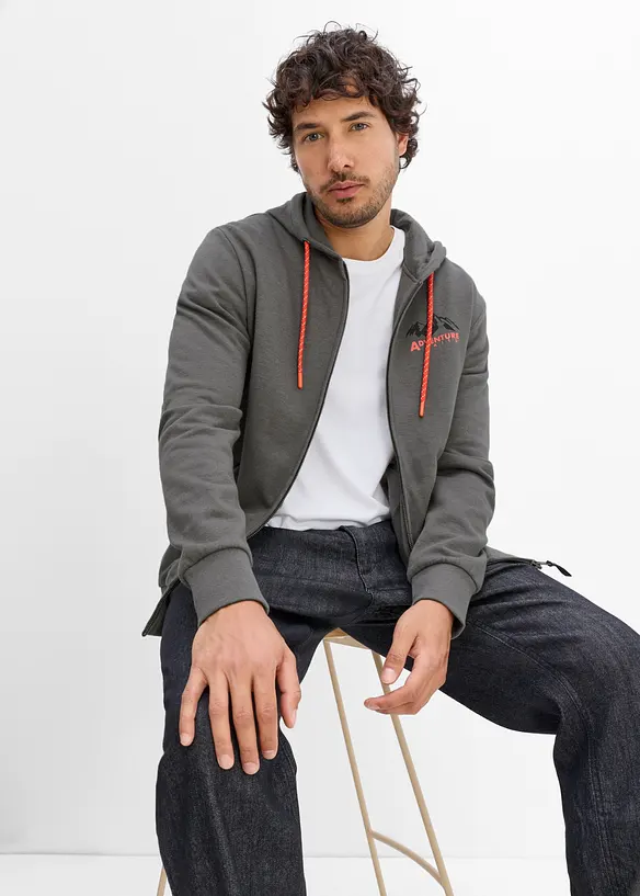 Felpa regular fit con zip e cappuccio, bonprix