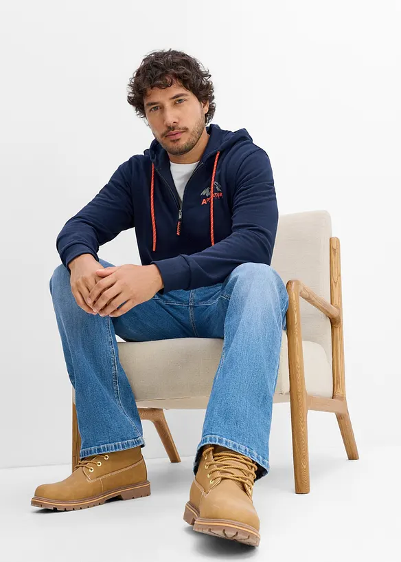 Felpa regular fit con zip e cappuccio, bonprix