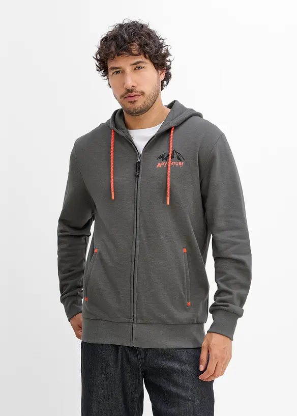 Felpa regular fit con zip e cappuccio, bonprix