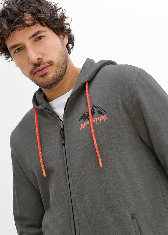 Felpa regular fit con zip e cappuccio, bonprix