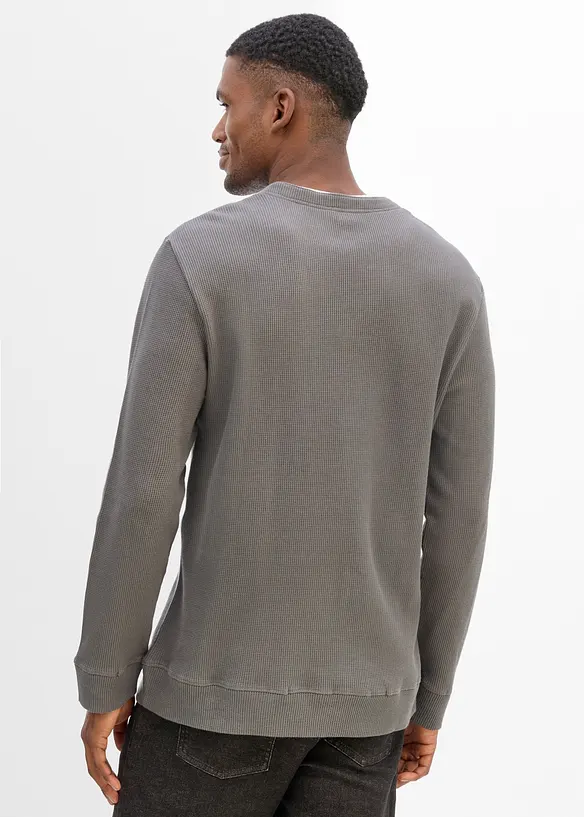 Maglia a maniche lunghe a nido d&rsquo;ape, effetto 2-in-1, in puro cotone, bonprix