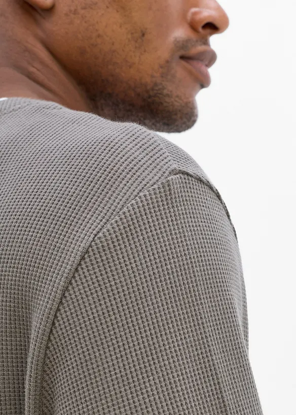 Maglia a maniche lunghe a nido d&rsquo;ape, effetto 2-in-1, in puro cotone, bonprix