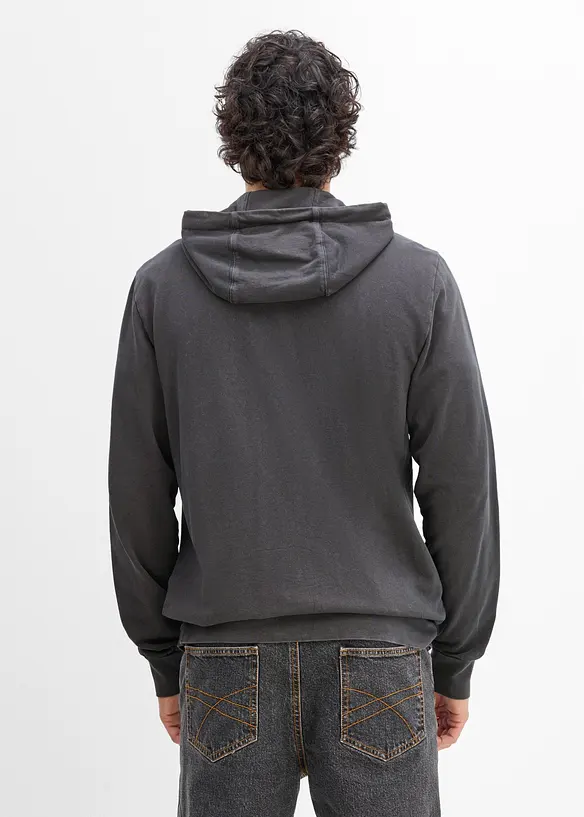 Felpa con zip e cappuccio in puro cotone, bonprix