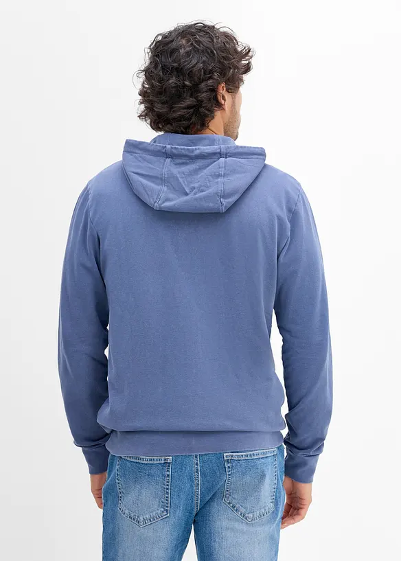 Felpa con zip e cappuccio in puro cotone, bonprix