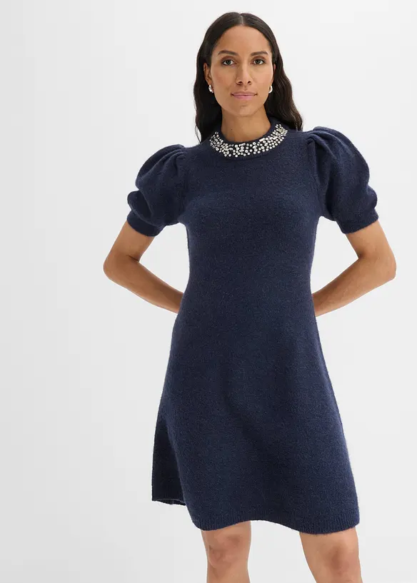 Abito in maglia con strass, bonprix