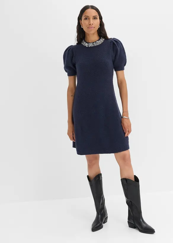 Abito in maglia con strass, bonprix
