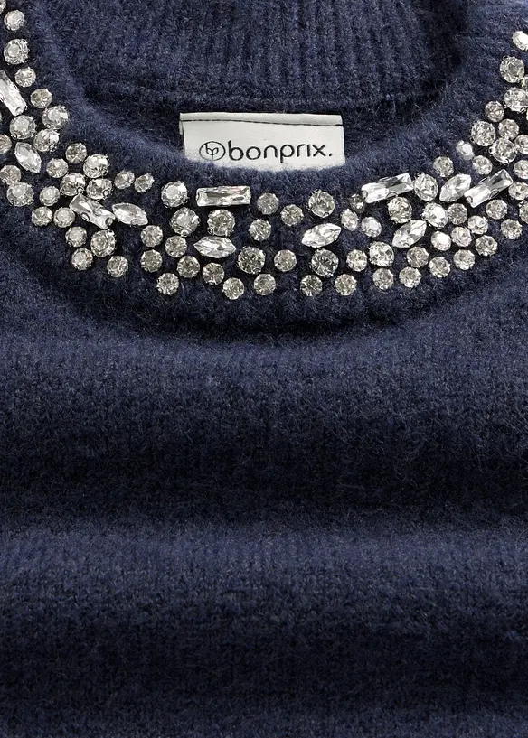 Abito in maglia con strass, bonprix