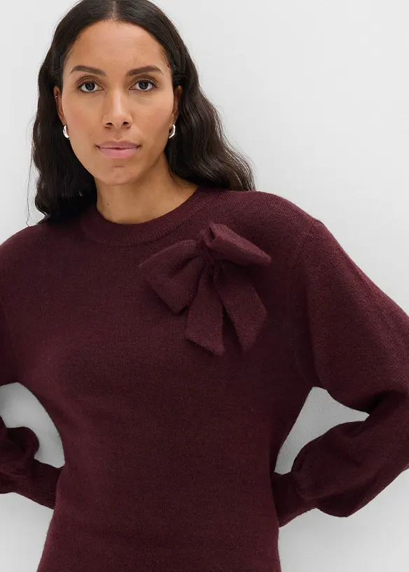 Abito in maglia con fiocco, bonprix