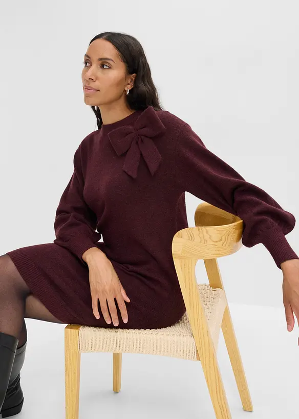 Abito in maglia con fiocco, bonprix