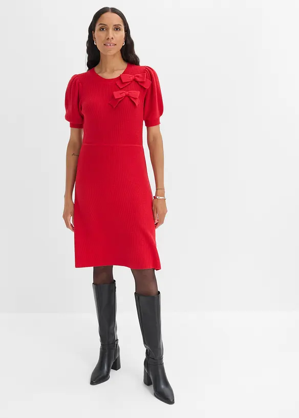 Abito in maglia con fiocchi, bonprix