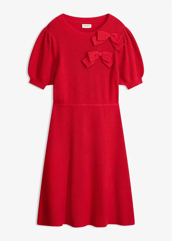 Abito in maglia con fiocchi, bonprix
