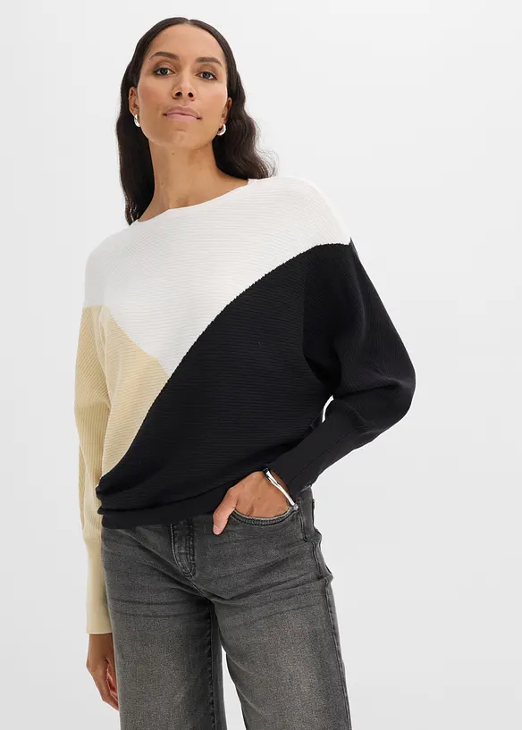Maglione in filato fine con maniche a pipistrello, bonprix