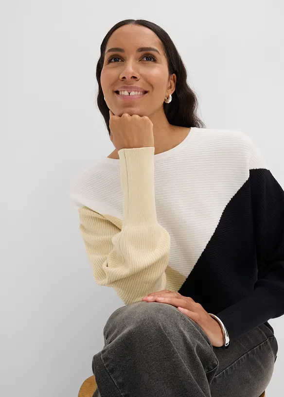 Maglione in filato fine con maniche a pipistrello, bonprix