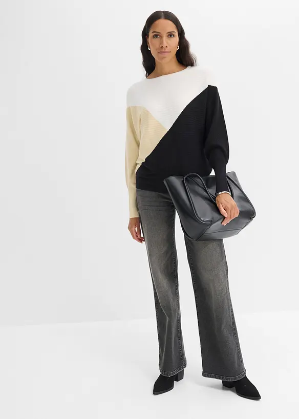 Maglione in filato fine con maniche a pipistrello, bonprix
