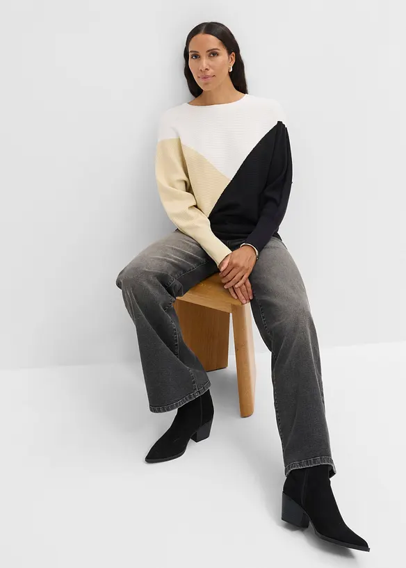 Maglione in filato fine con maniche a pipistrello, bonprix