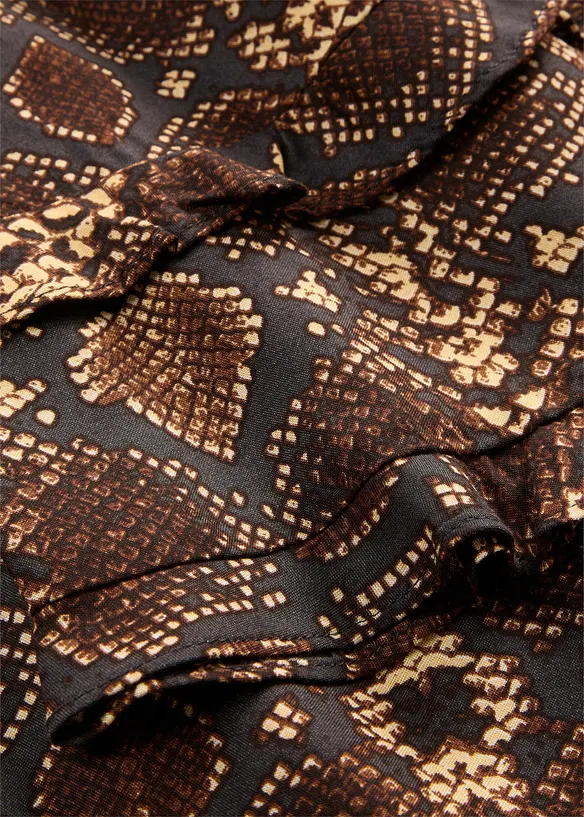 Abito midi in misto viscosa fine con cintura, bonprix